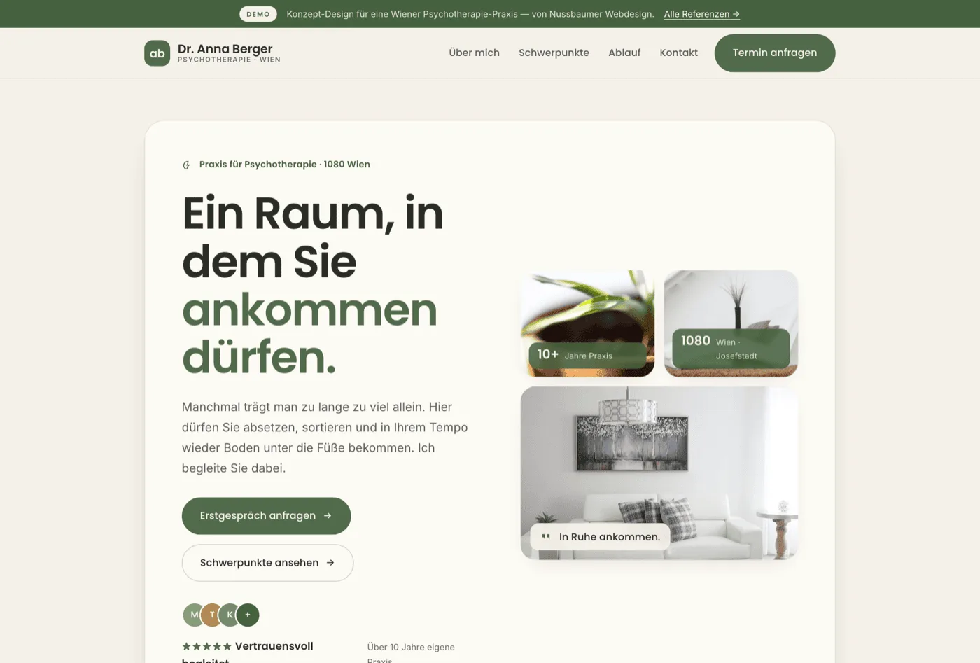 Demo-Design: Praxis Dr. Berger, eine Wiener Psychotherapie-Praxis